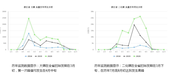 浙江省二化螟监测数据对比